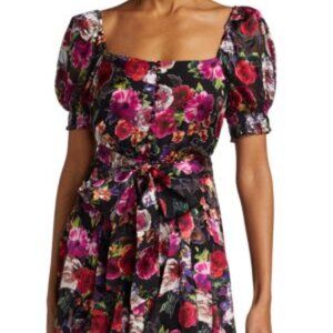 Alice + Olivia Mina Belted Floral Mini-Dress size 4